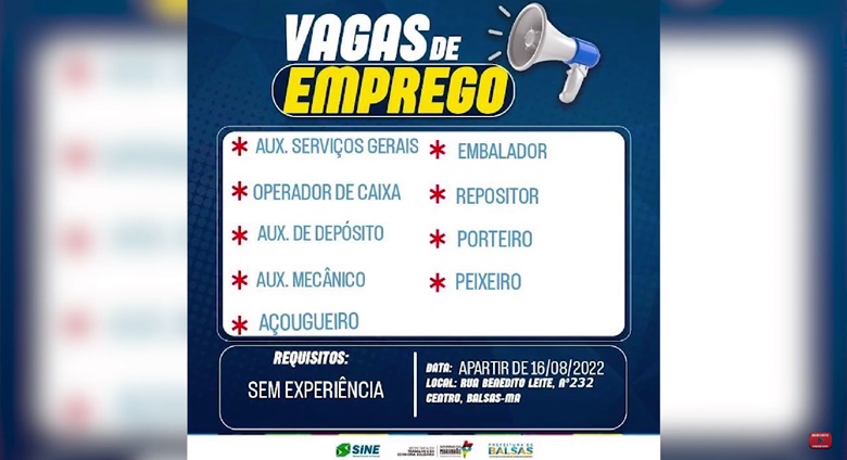 Vagas de Emprego SINE abre inscrições vagas para mais de 20